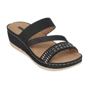 Tera Black Wedge Sandals