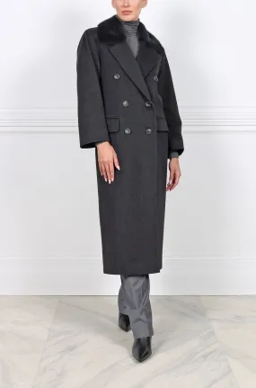 The Lia Oversized Wool Coat with Mink Fur Collar