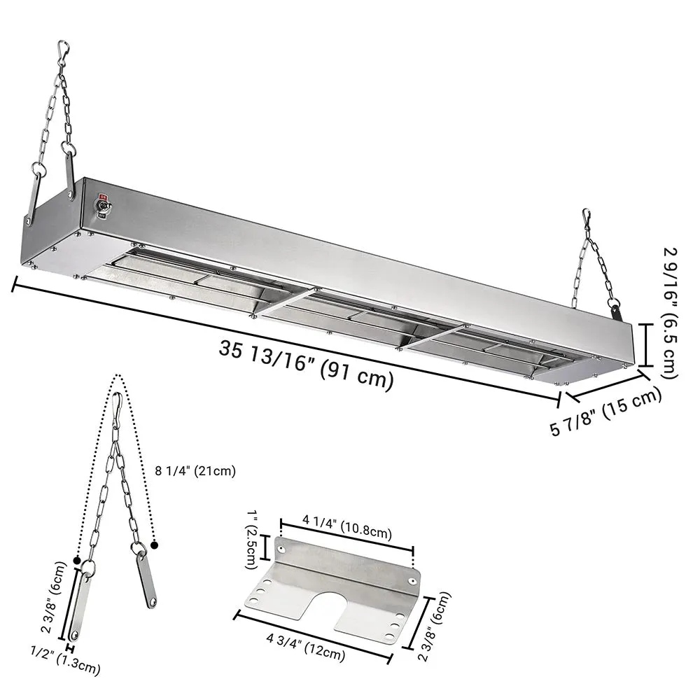 TheLAShop 36 in. Food Heater Strip Warmer 110V 1000W