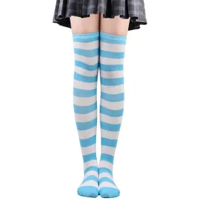 Thick Striped Thigh High Socks