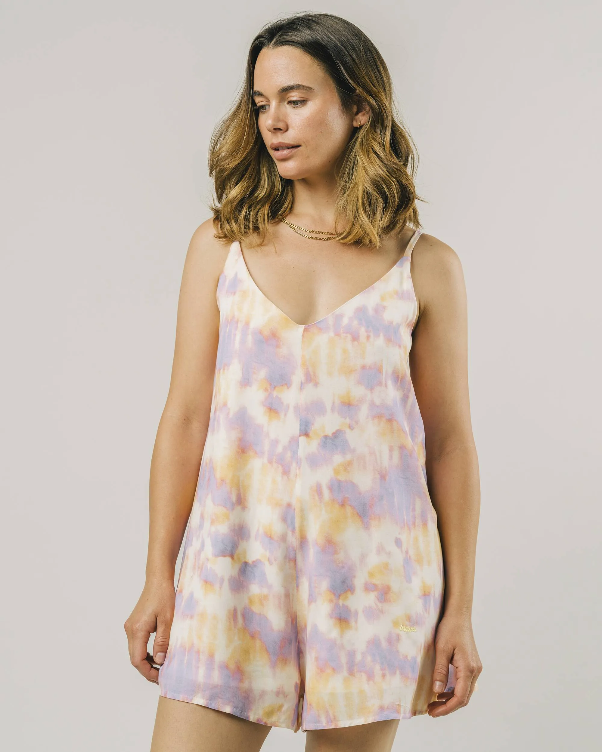 Tie Dye Short Overall Lilac