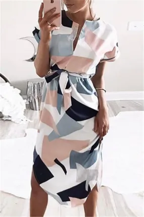 Tied Printed Cut Out Midi Dress