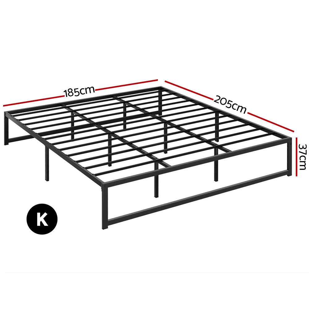 Tino Metal King Bed Base Black (Metal Slats)