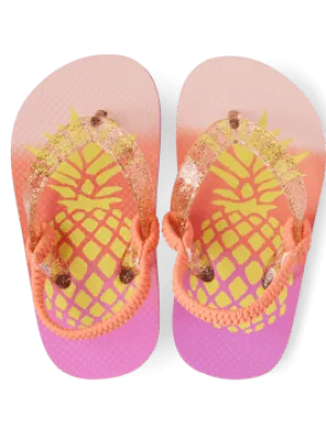 Toddler Girls Foil Pineapple Flip Flops