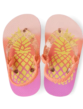 Toddler Girls Foil Pineapple Flip Flops