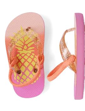 Toddler Girls Foil Pineapple Flip Flops