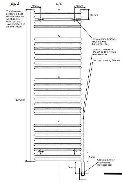 Tuzio Blenheim Hardwired or plug in Towel Warmer - 29.5"w x 51"h