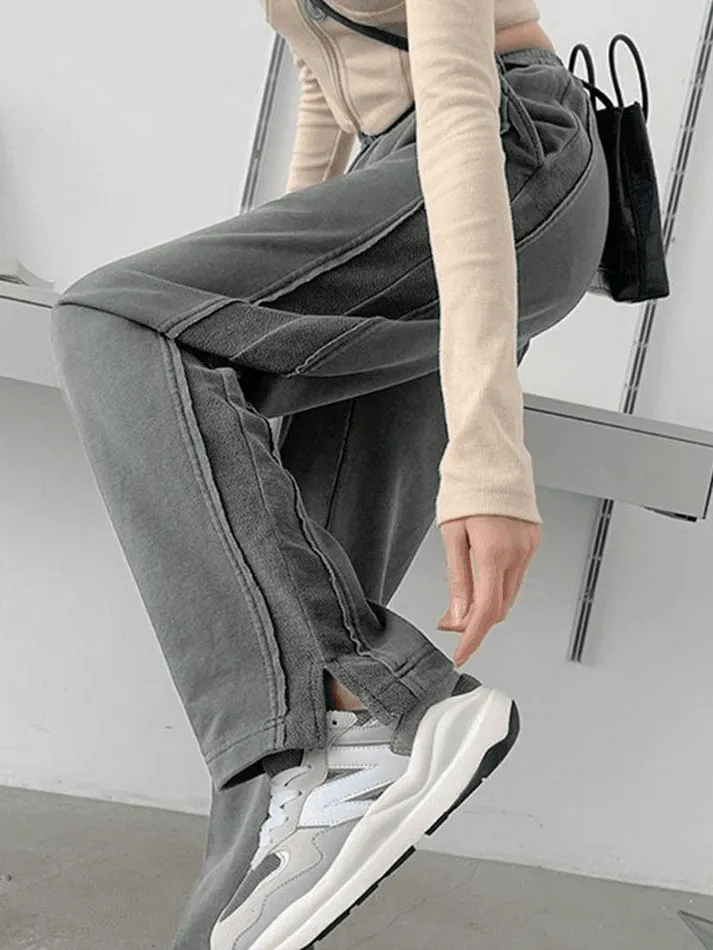 Uniwim Ankle Slit Patchwork Baggy Sweatpants