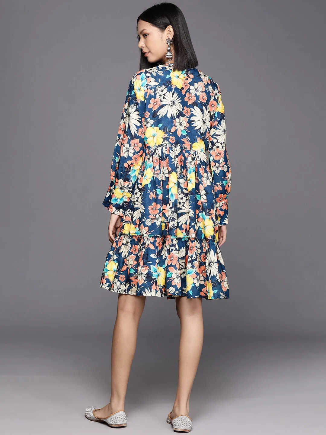 Varanga Floral Print A-Line Dress