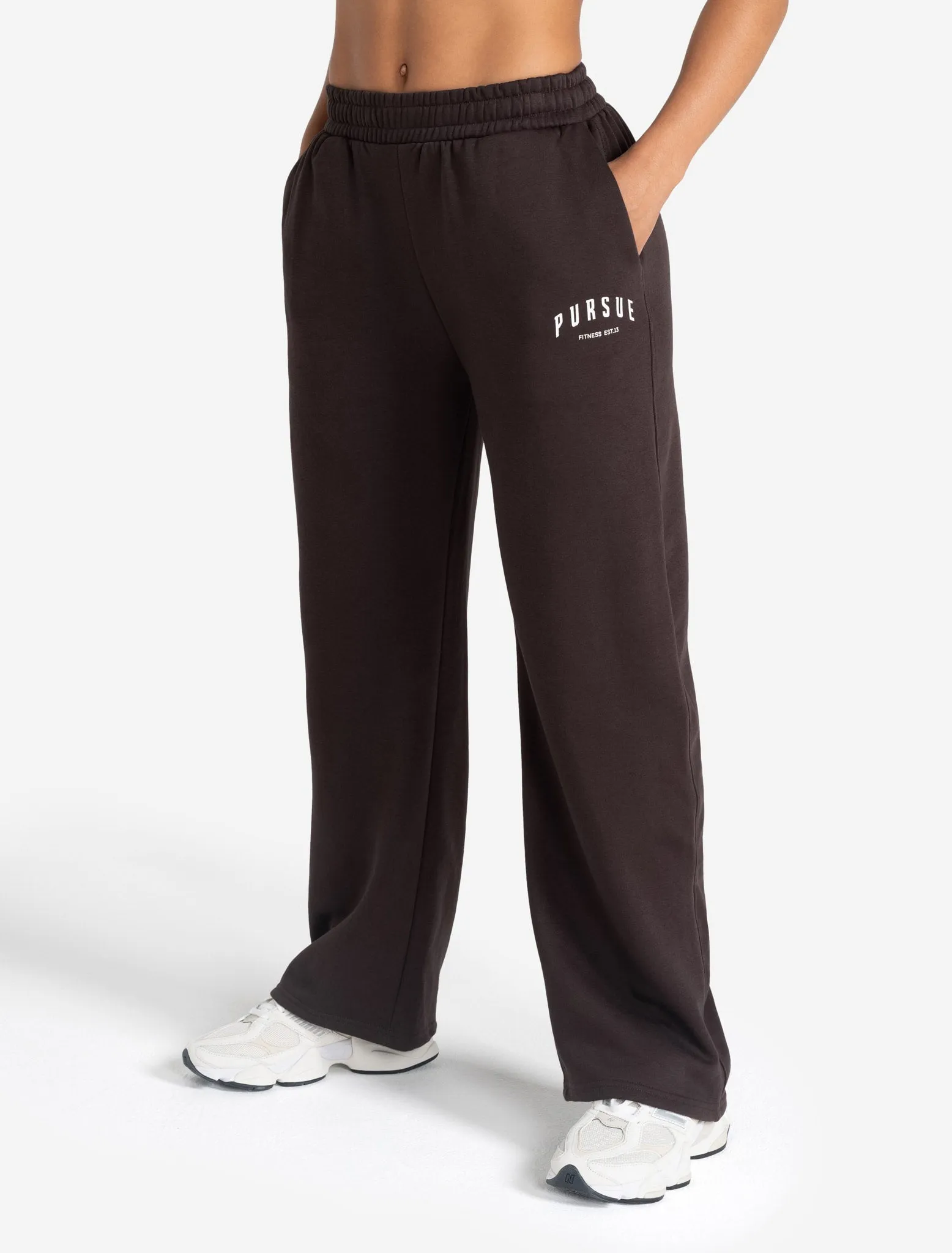 Varsity Wide Leg Joggers - Espresso