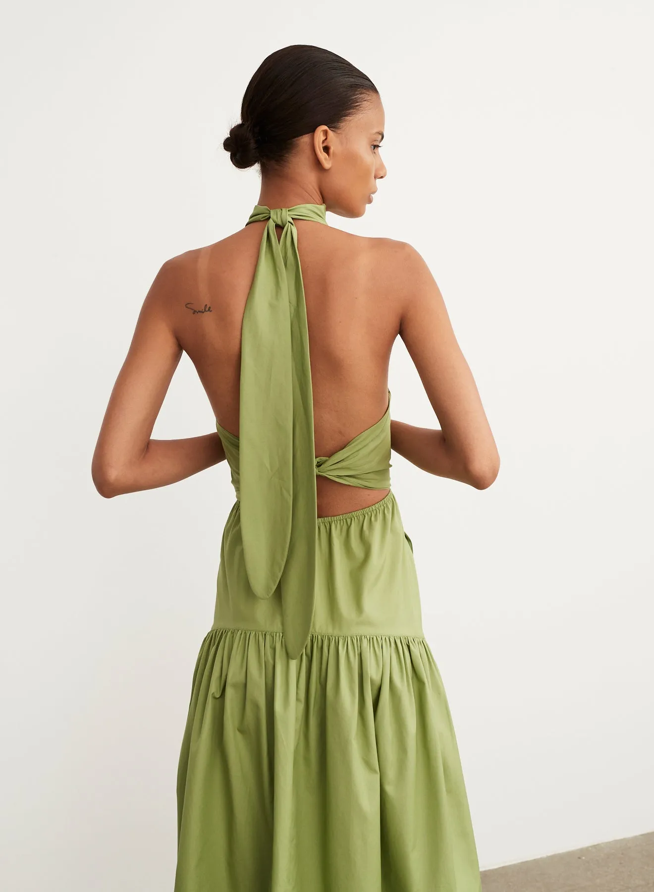 Vince - Draped Neck Halter Dress in Pistachio