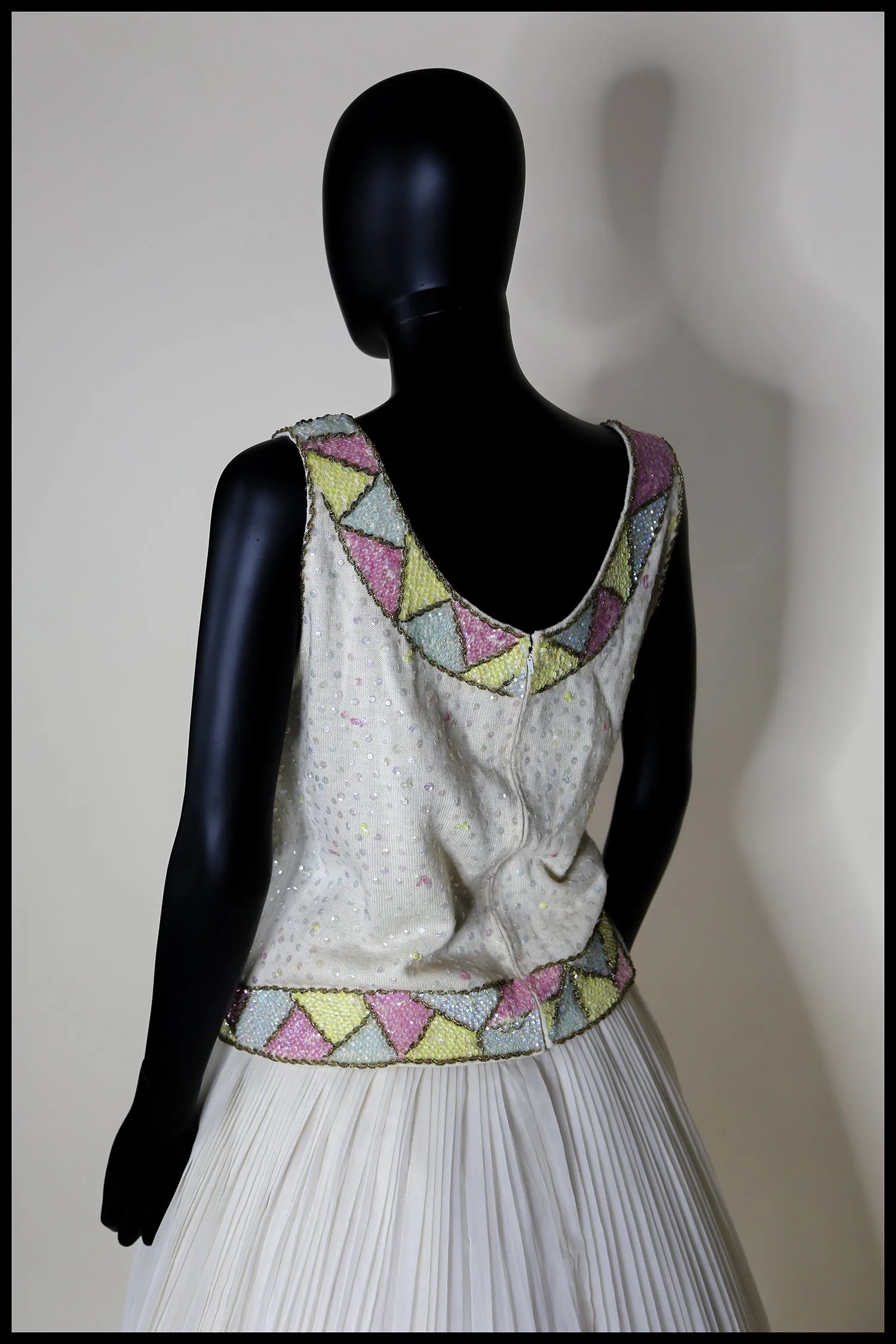 Vintage 1960s Pastel Sequin Wool Top