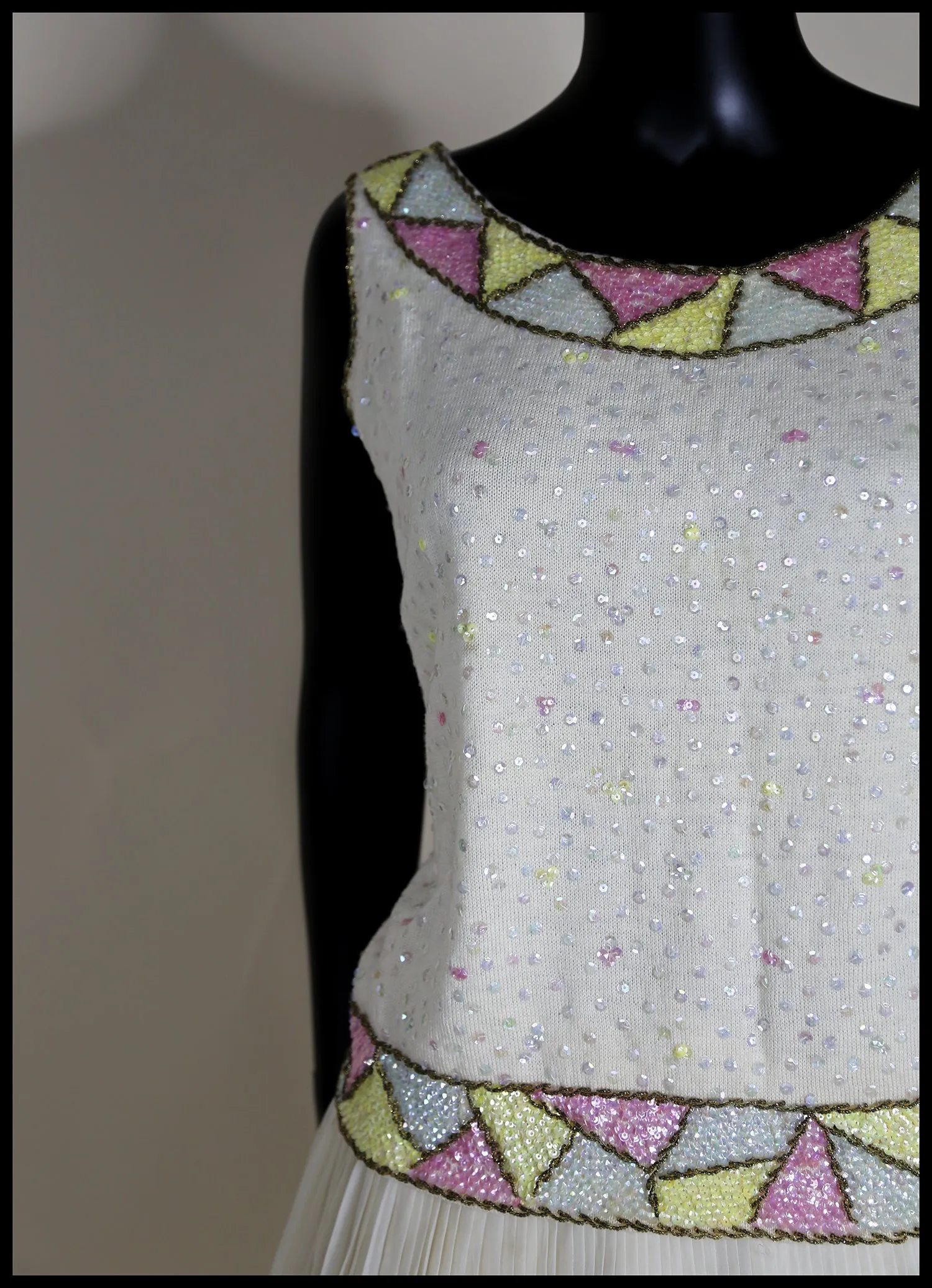 Vintage 1960s Pastel Sequin Wool Top