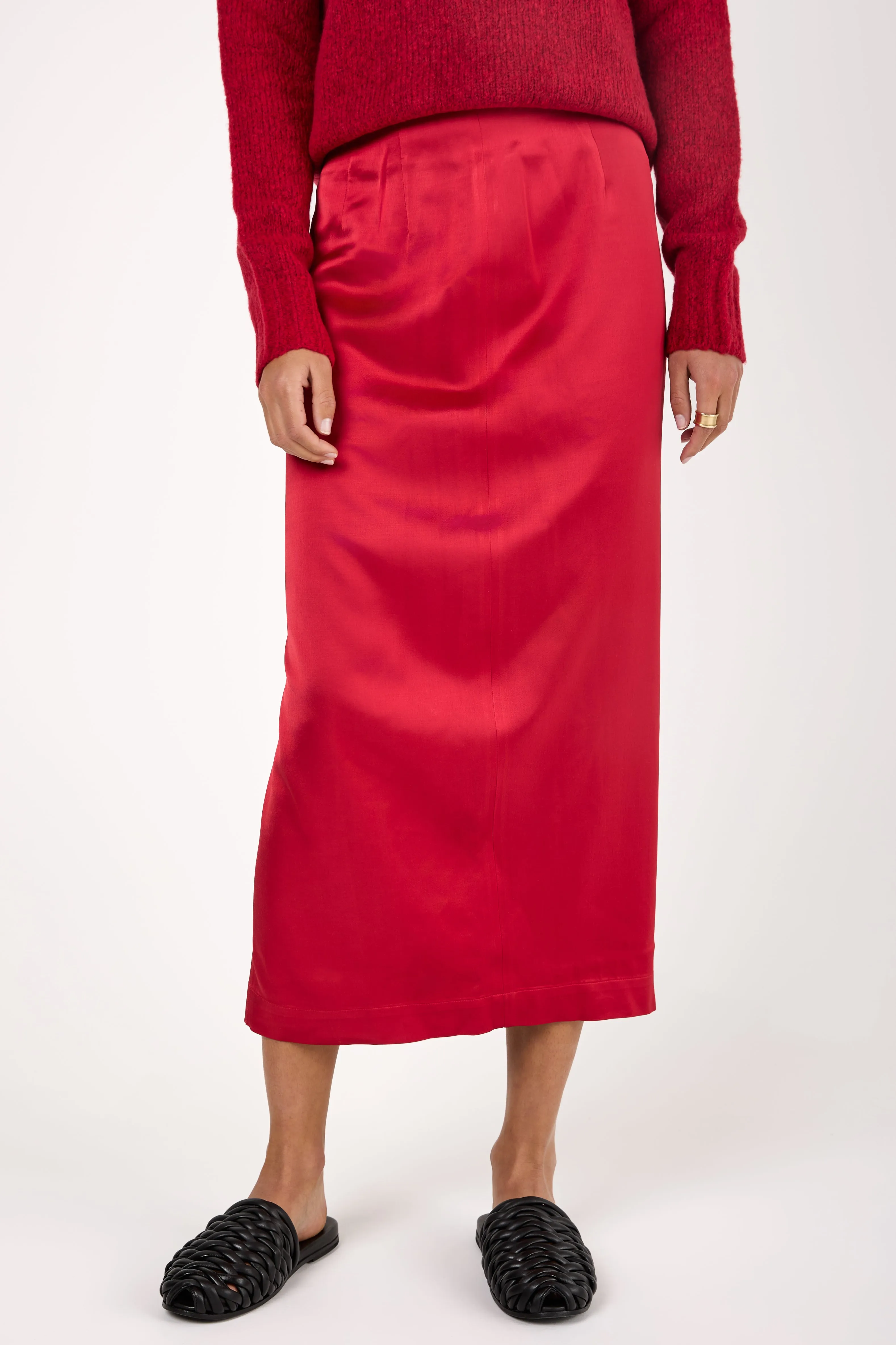 Viscose Wool Skirt in Rosso