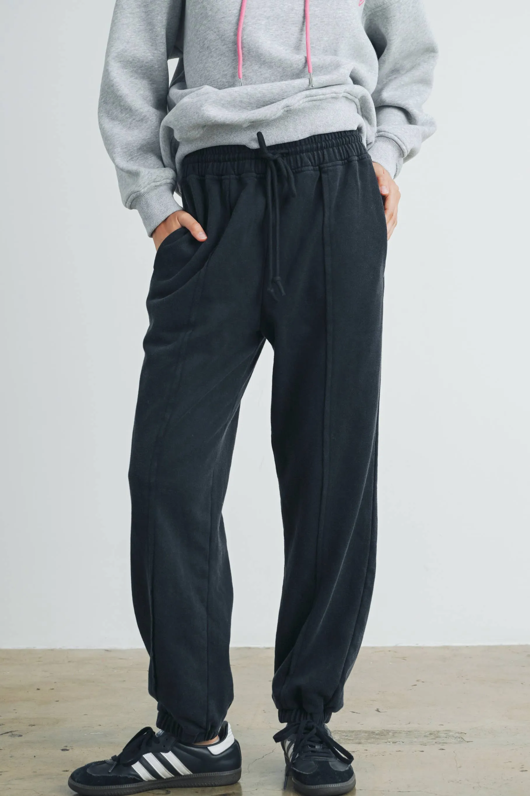 Washed French Terry Drawstring Jogger Pants