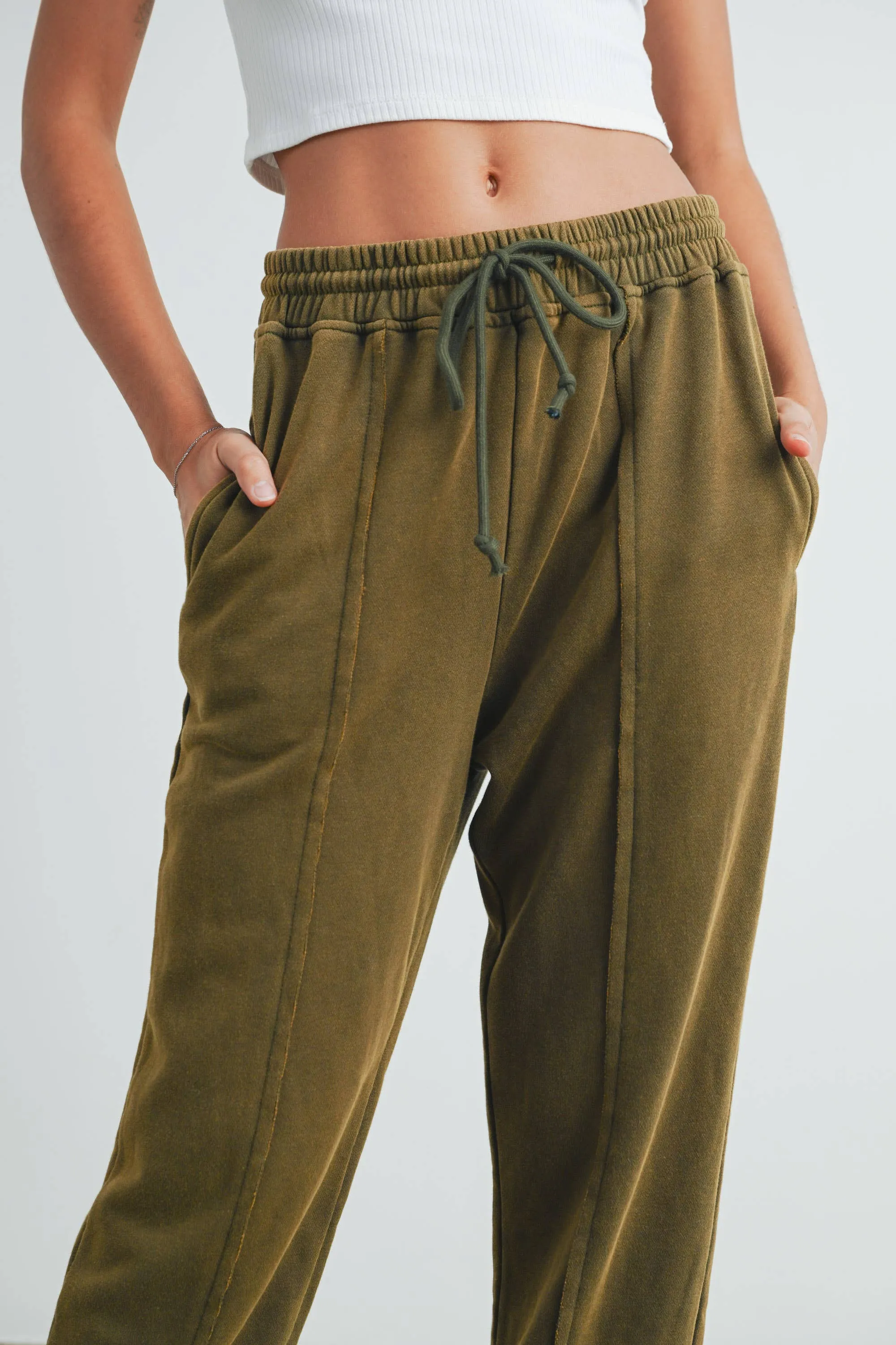 Washed French Terry Drawstring Jogger Pants