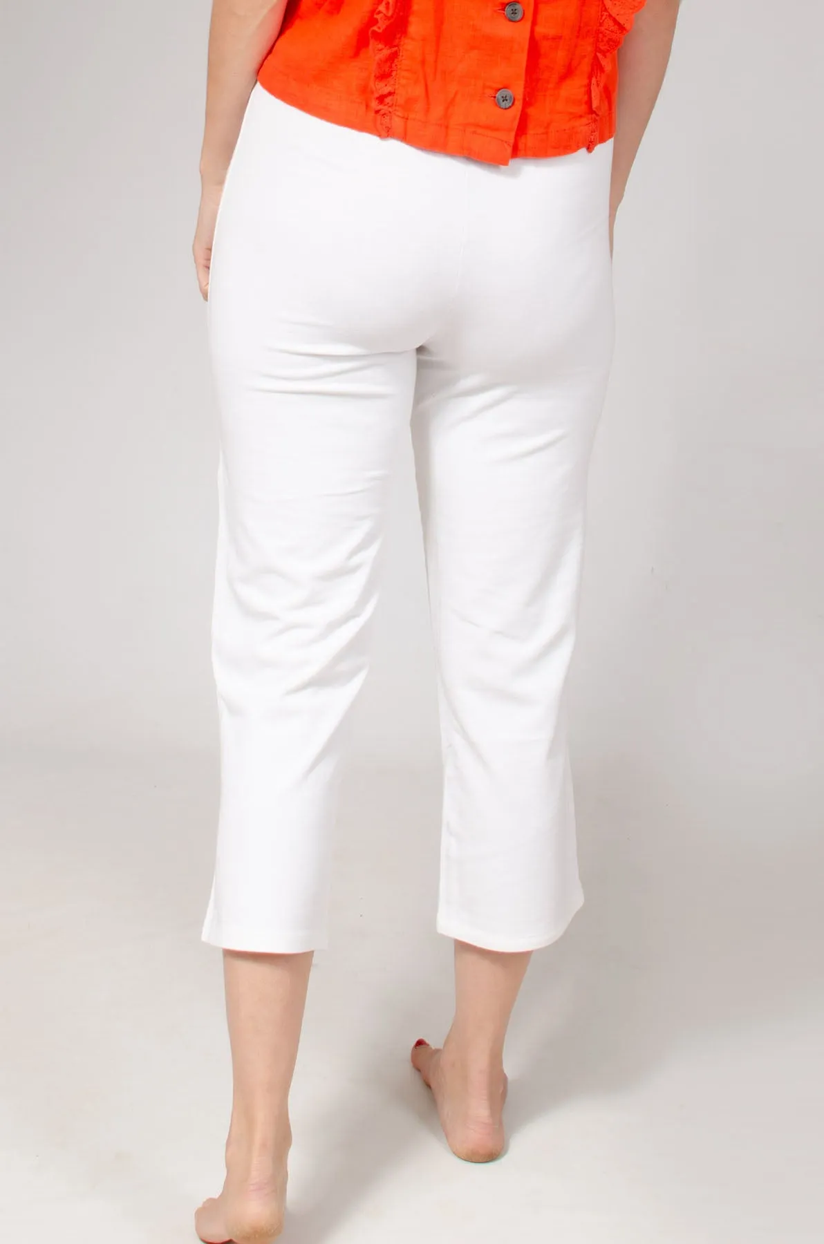 White Cropped Wide Leg Joggers