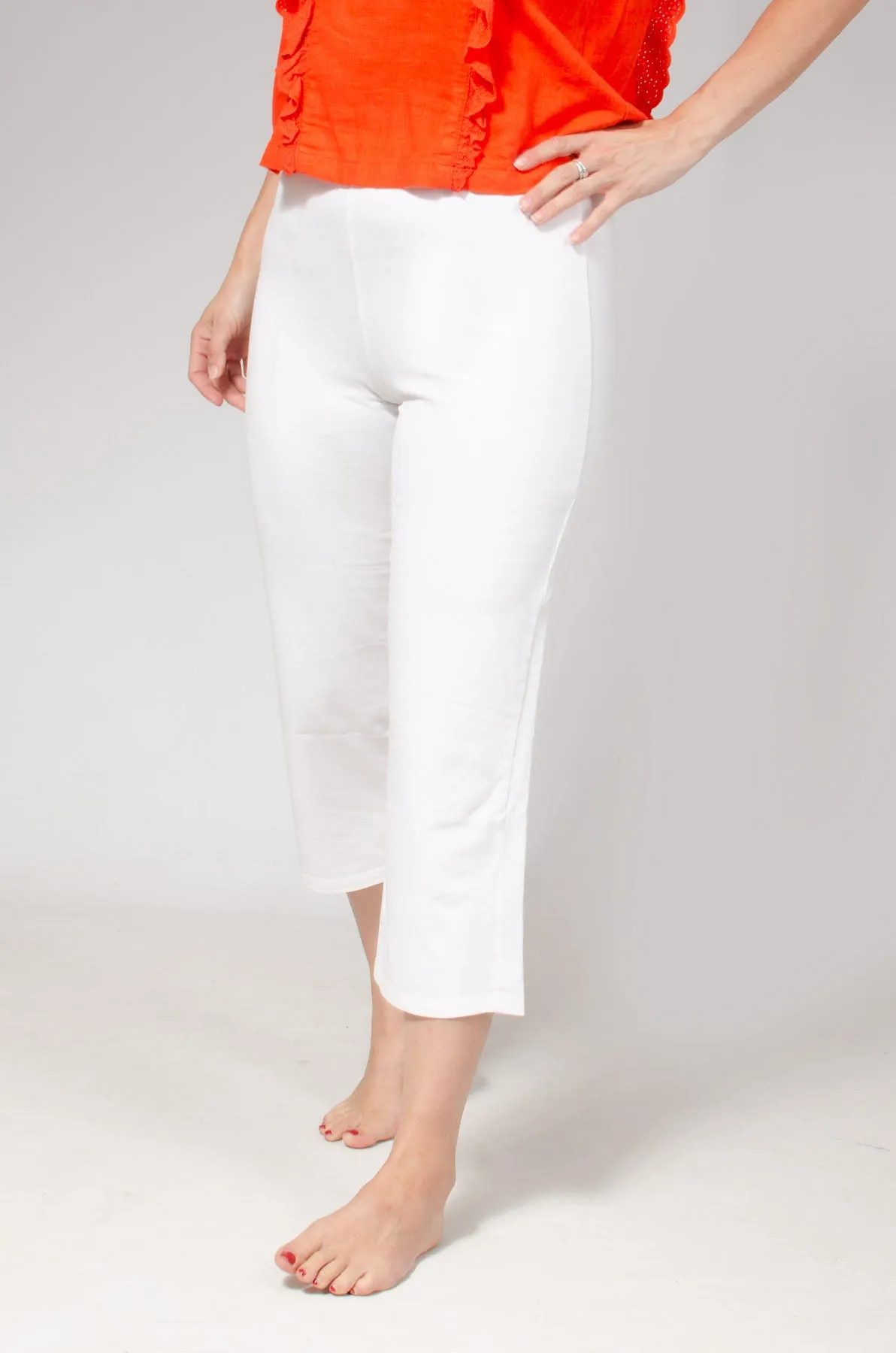 White Cropped Wide Leg Joggers