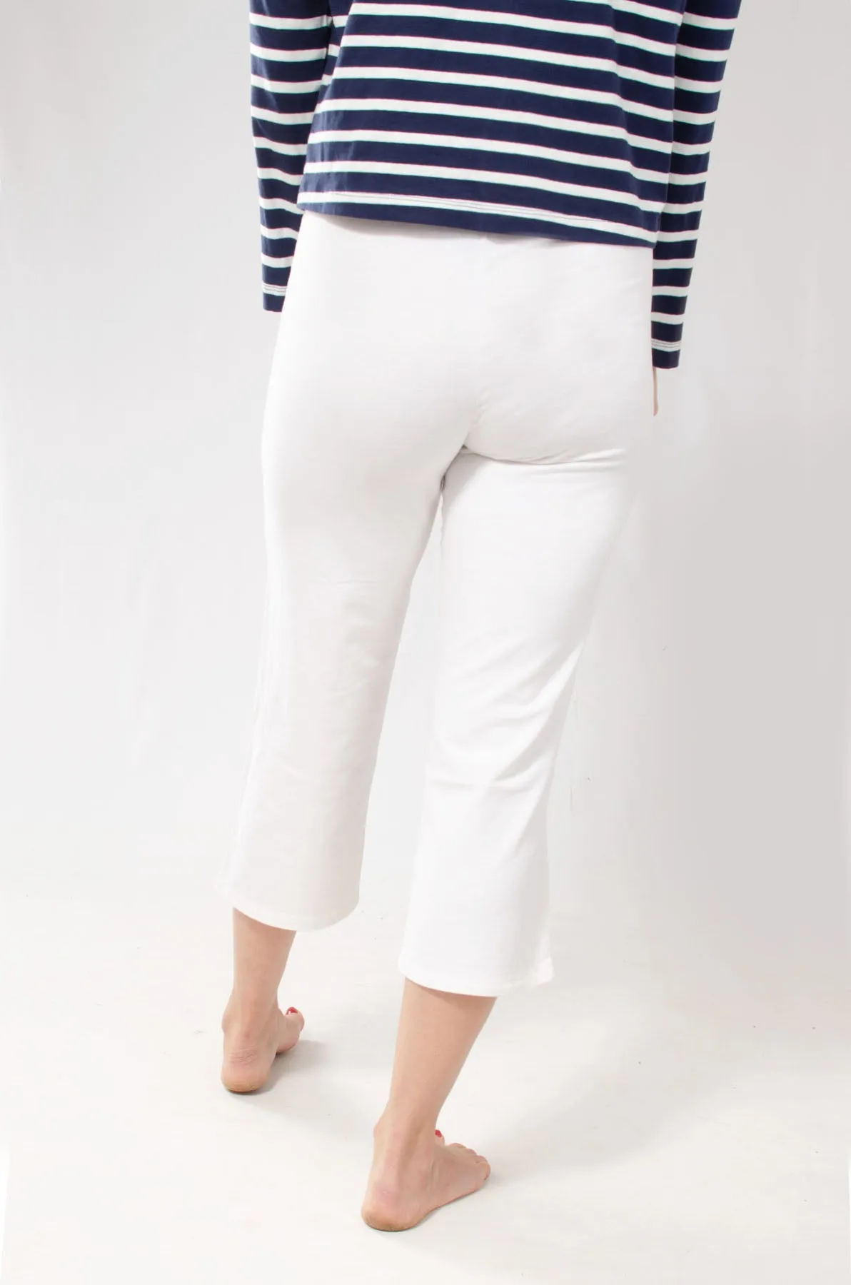 White Cropped Wide Leg Joggers