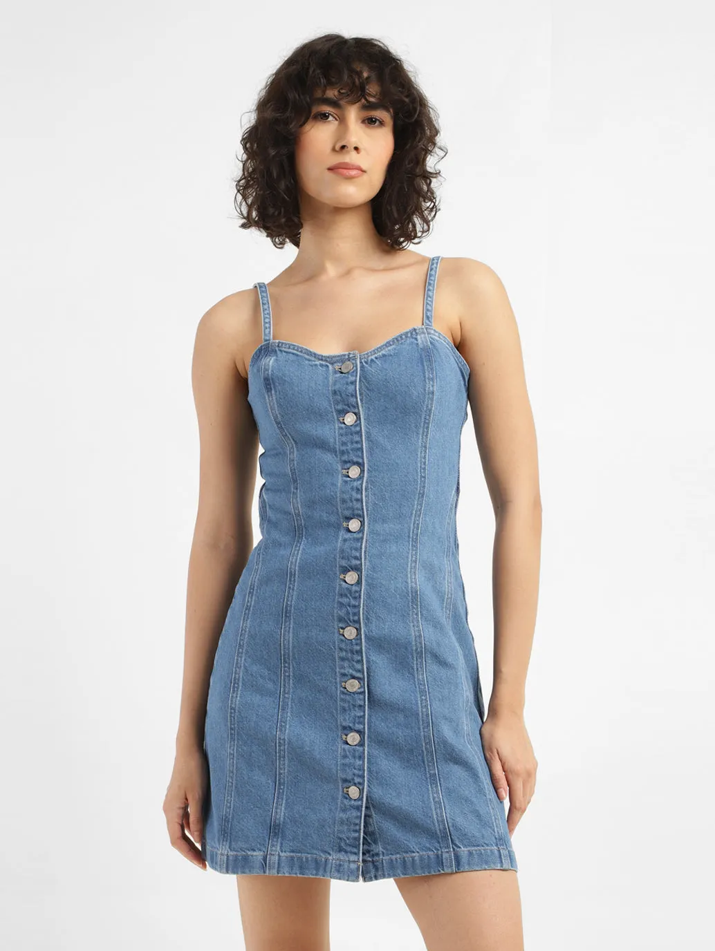 Women's Sweetheart Neck Denim Mini Dress