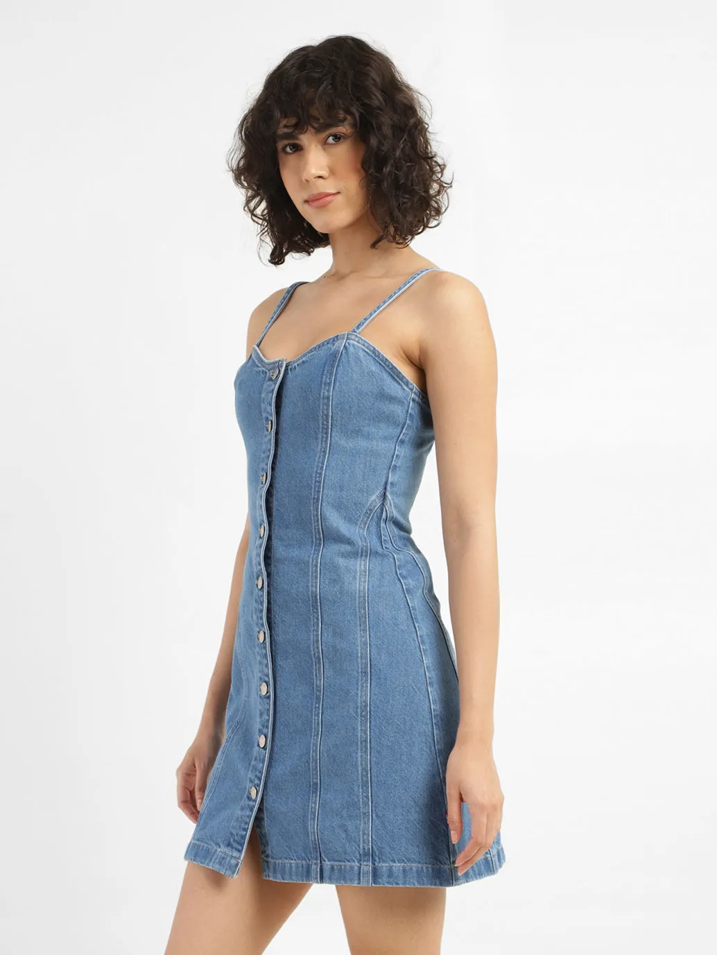 Women's Sweetheart Neck Denim Mini Dress