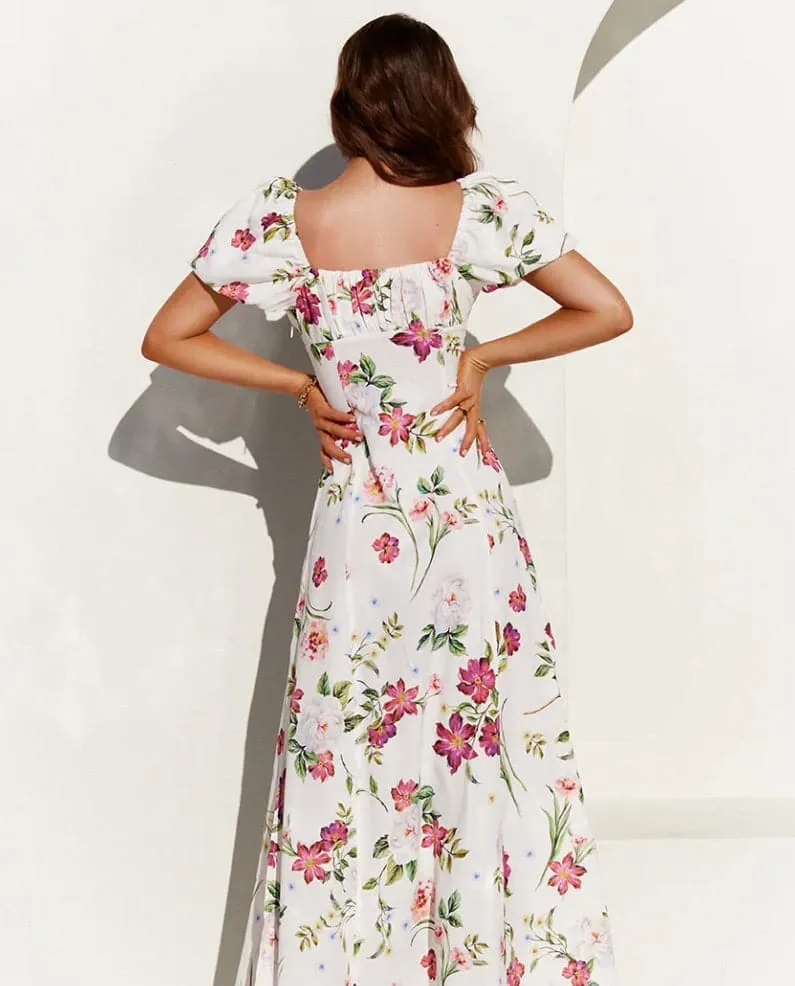 Yokana Maxi Dress - White Floral