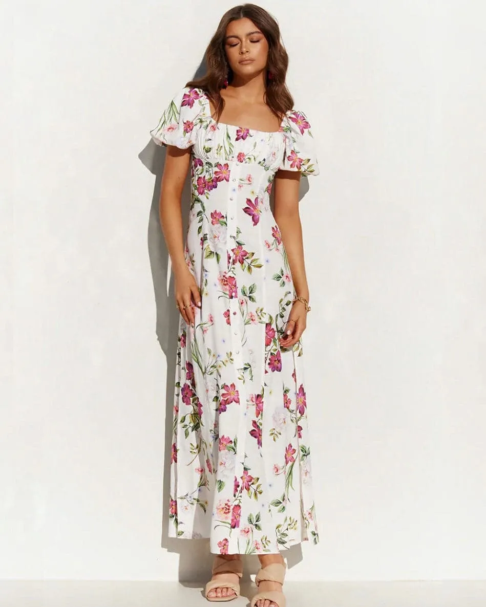 Yokana Maxi Dress - White Floral